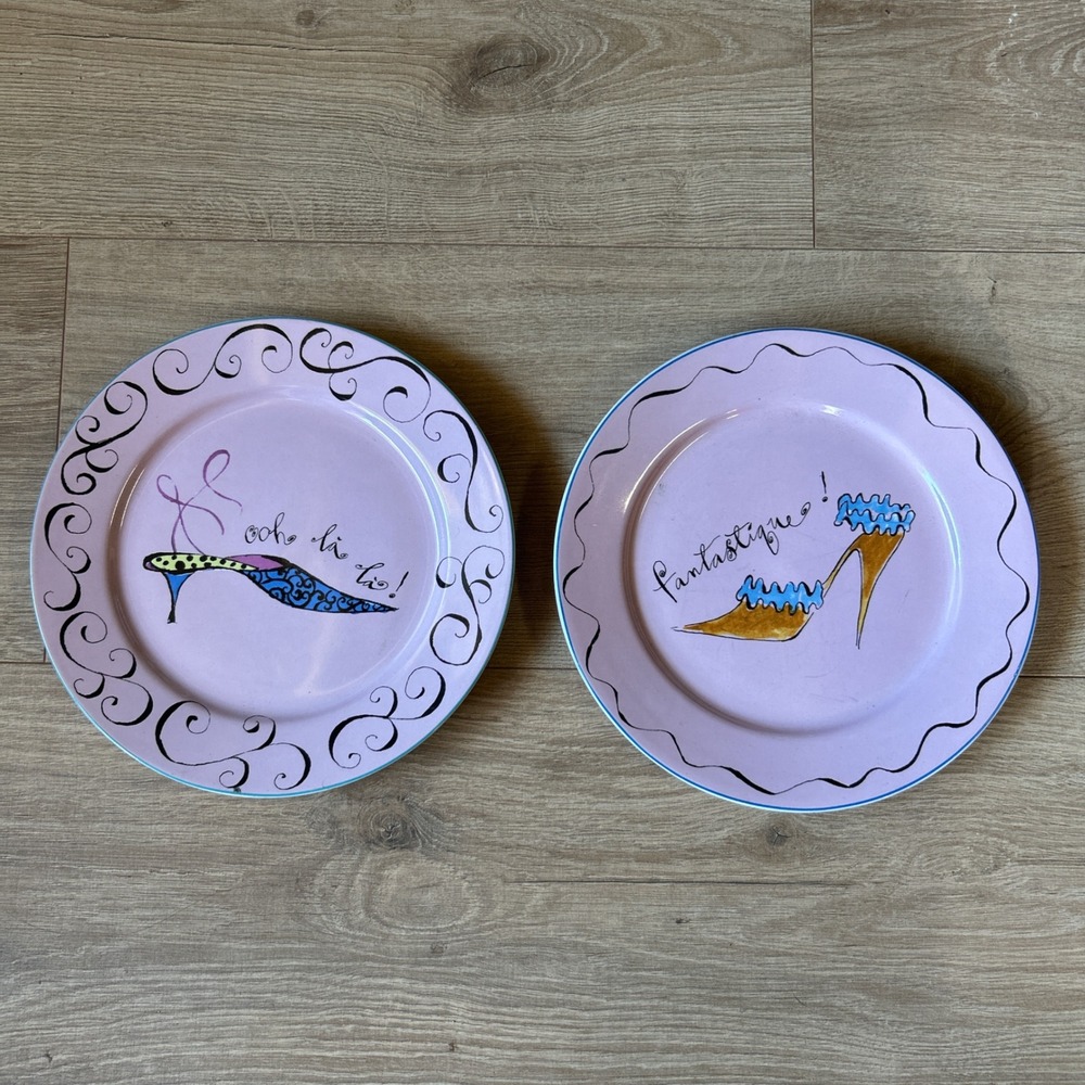 Rosanna Set of 2 Lavender Fashion Shoe Appetizer Ooh La La Fantastique Plates